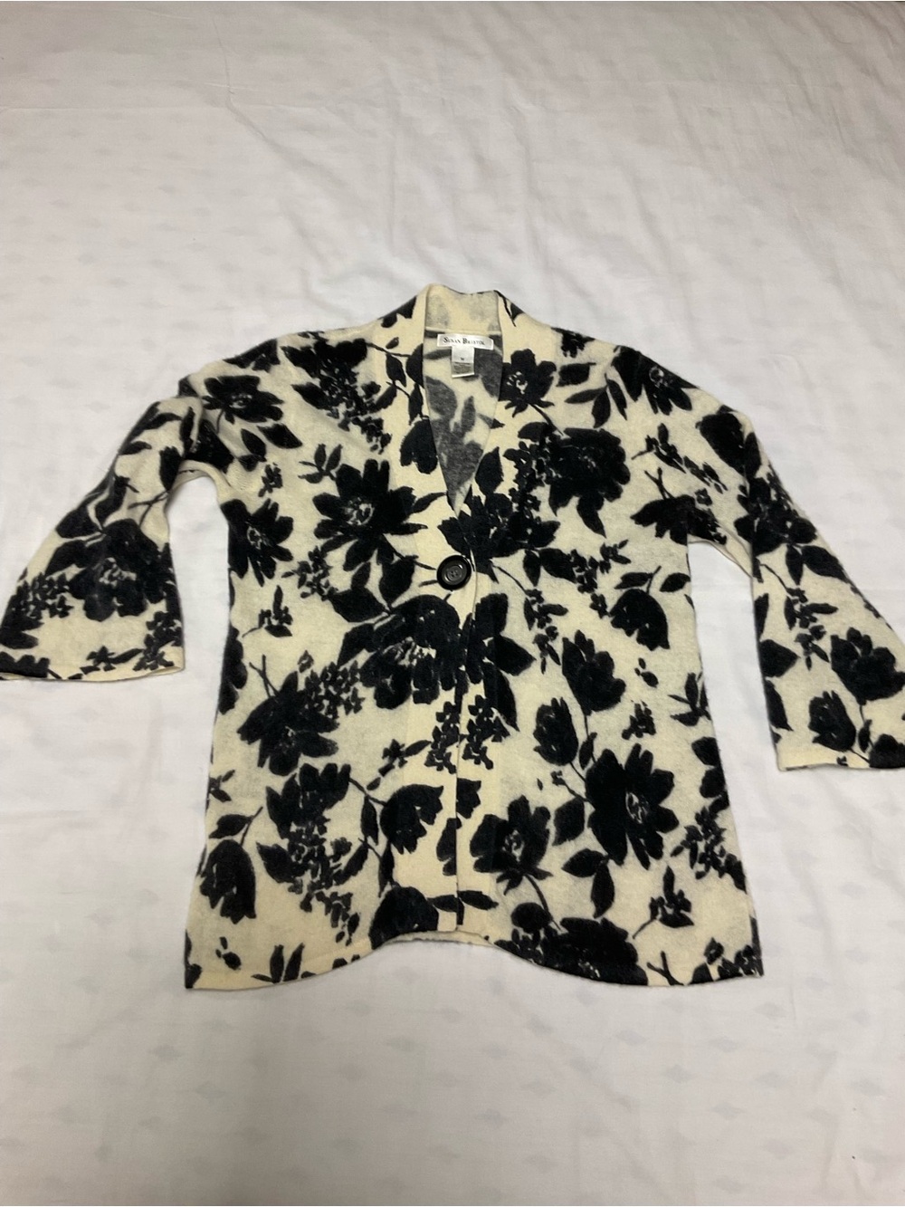 Vintage Susan Bristol Graphic Floral Cardigan Size M